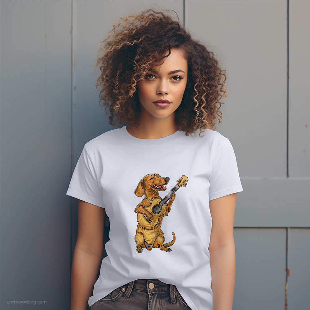 Dachshund with a Guitar T-Shirt – Dog T-Shirt for Women