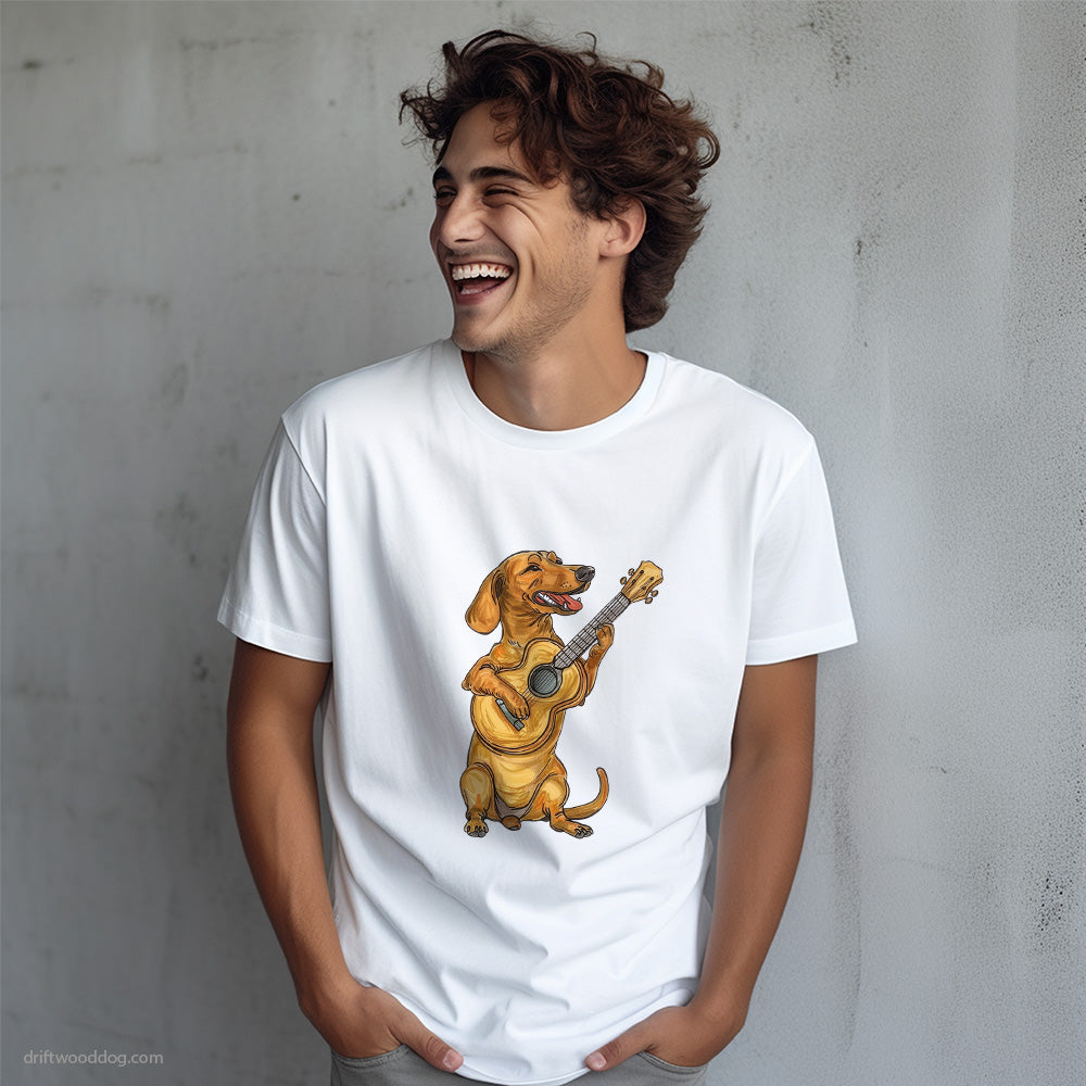 Dachshund with a Guitar T-Shirt – Dog T-Shirt for Men