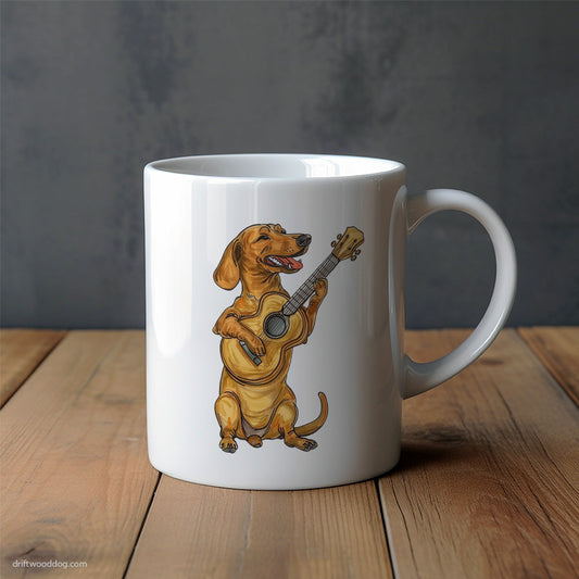 Dachshund with a Guitar Mug – Unique Dog Cups | Dog-Themed Mugs