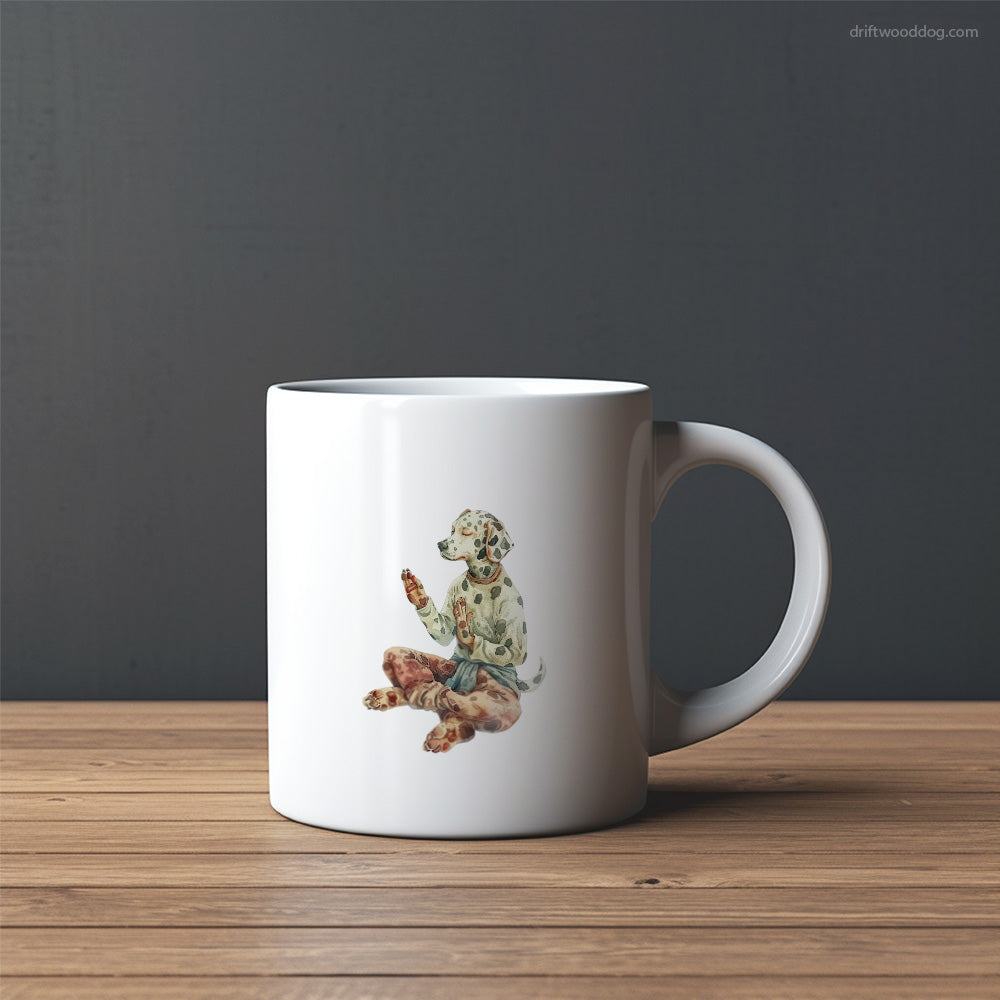 Meditative Dalmatian Doing Yoga Mug – Custom Dog Mugs | Personalized Pet Mugs