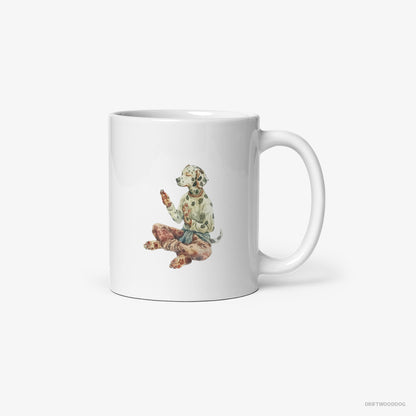 Dalmatian Doing Yoga White Mug