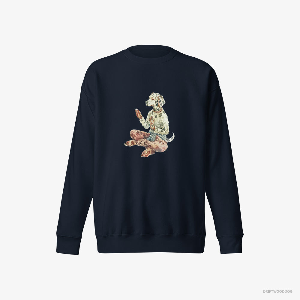 Meditative Dalmatian Doing Yoga – Men's Sweatshirt Navy Eco – Eco-Friendly