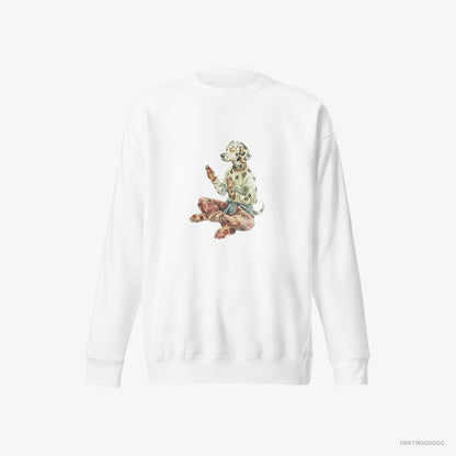 Dalmatian Doing Yoga White Sweatshirt