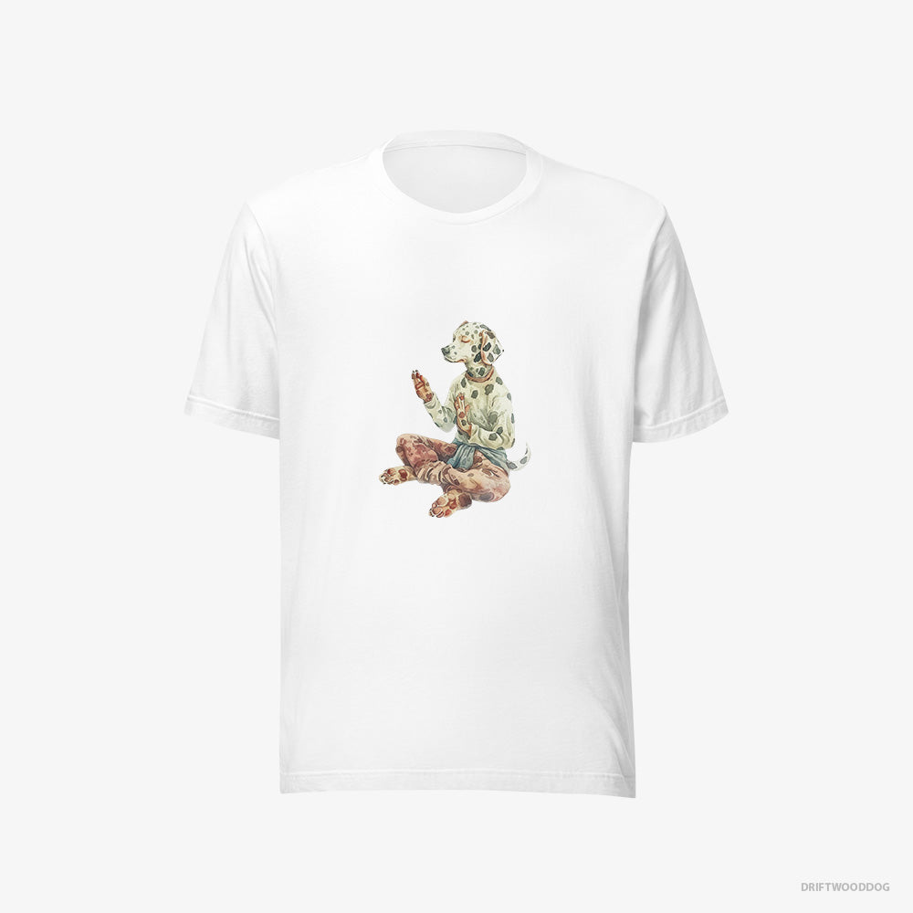 Meditative Dalmatian Doing Yoga – Men's T-Shirt White Eco – Eco-Friendly