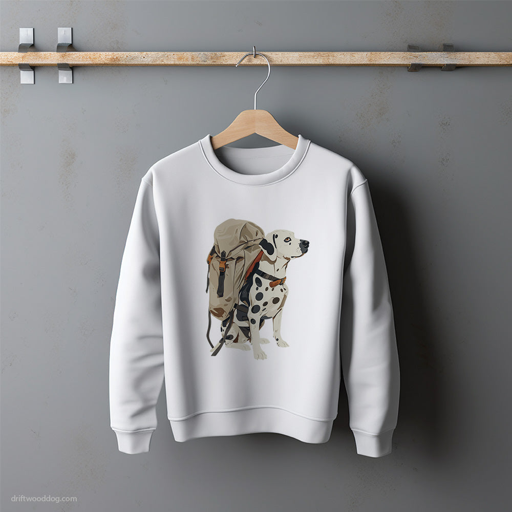 Dalmatian Hiking with a Backpack Sweatshirt – Unisex Sweatshirt for Dog Lovers