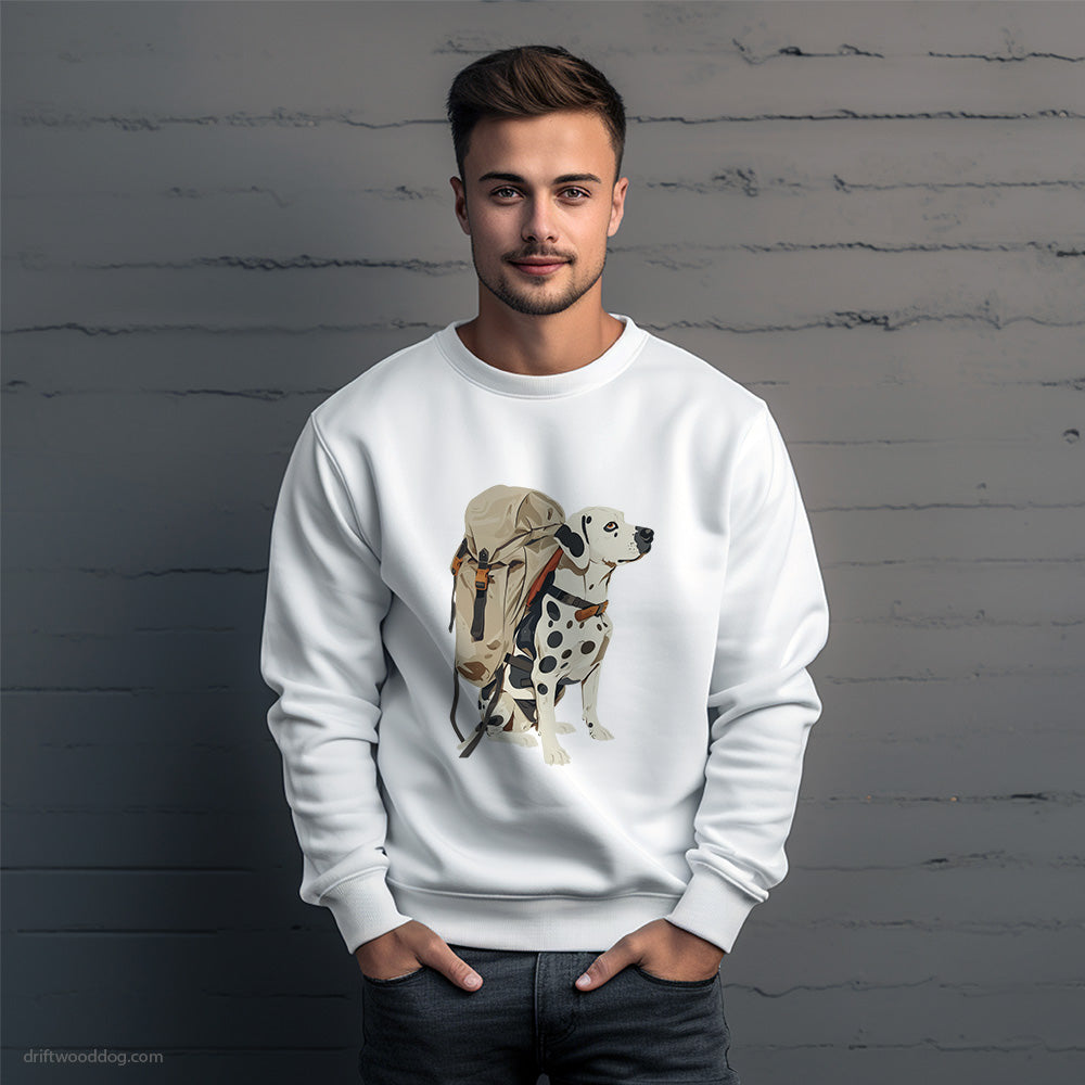 Dalmatian Hiking with a Backpack Sweatshirt – Unique Dog Sweatshirt for Men