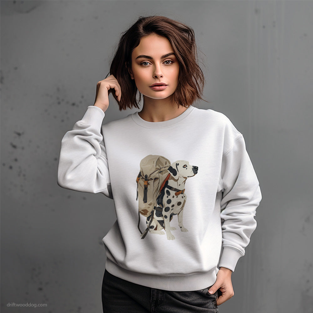 Dalmatian Hiking with a Backpack Sweatshirt – Dog-Themed Gifts for Dog Lovers