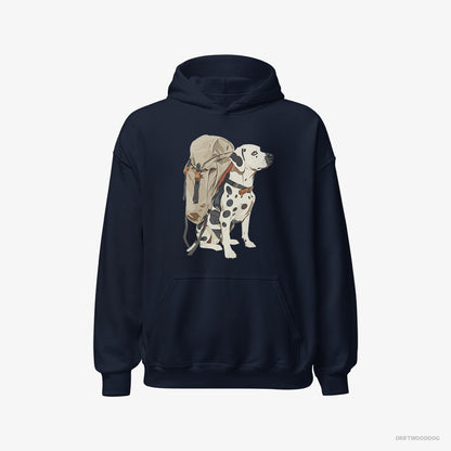 Dalmatian Hiking with a Backpack Navy Hoodie