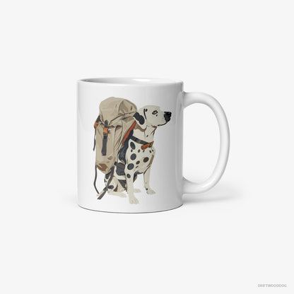 Dalmatian Hiking with a Backpack White Mug