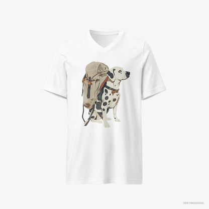 Dalmatian Hiking with a Backpack White T-Shirt