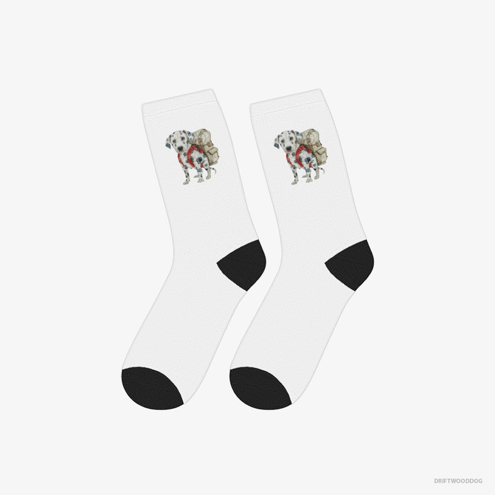 Dalmatian Socks – Unisex White Socks Classic – Hiking (on White Background)