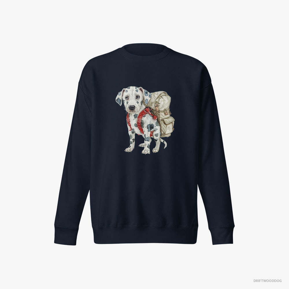 Dalmatian Sweatshirt – Men Navy Sweatshirt Eco-Friendly – Hiking (on White Background)