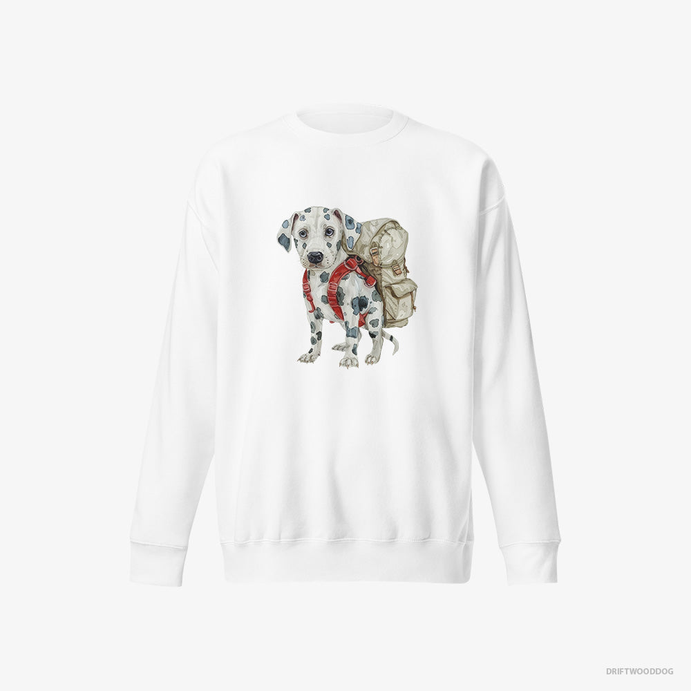 Dalmatian Sweatshirt – Men White Sweatshirt Eco-Friendly – Hiking (on White Background)