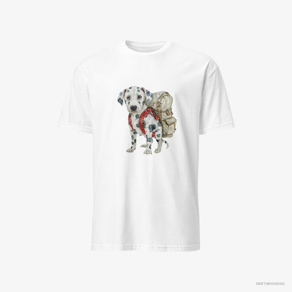 Dalmatian T-Shirt – Men White T-Shirt Classic – Hiking (on White Background)