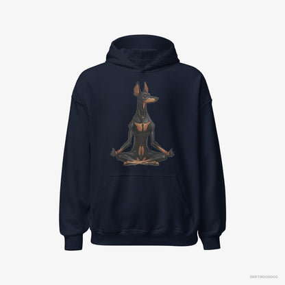 Dobermann Meditating during Yoga Navy Hoodie