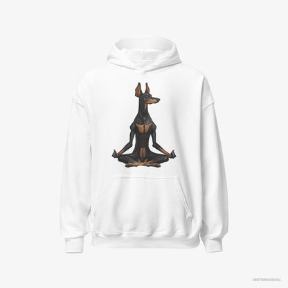 Dobermann Meditating during Yoga White Hoodie