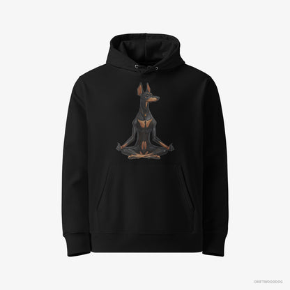 Dobermann Meditating during Yoga Black Hoodie