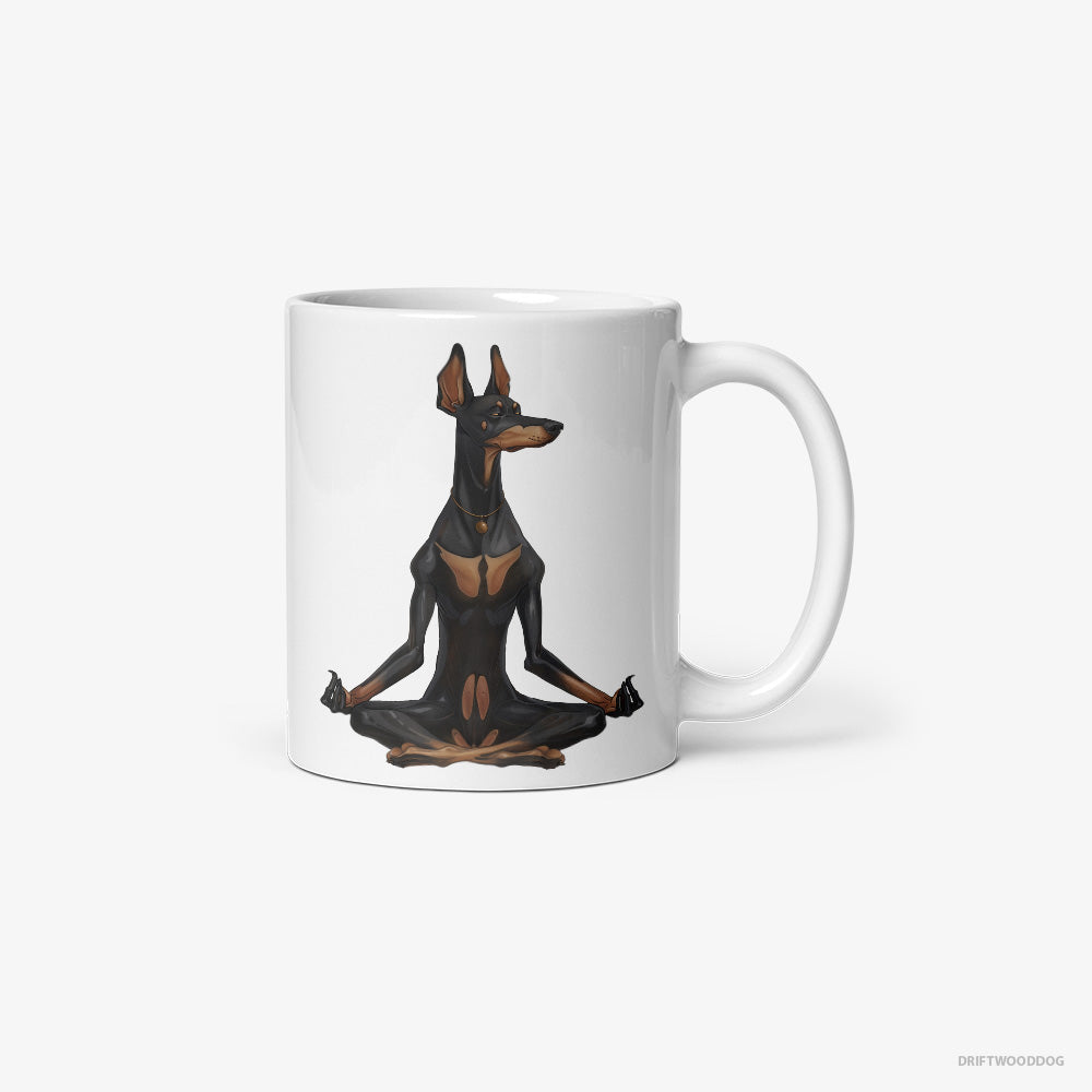 Dobermann Meditating during Yoga Classic Mug