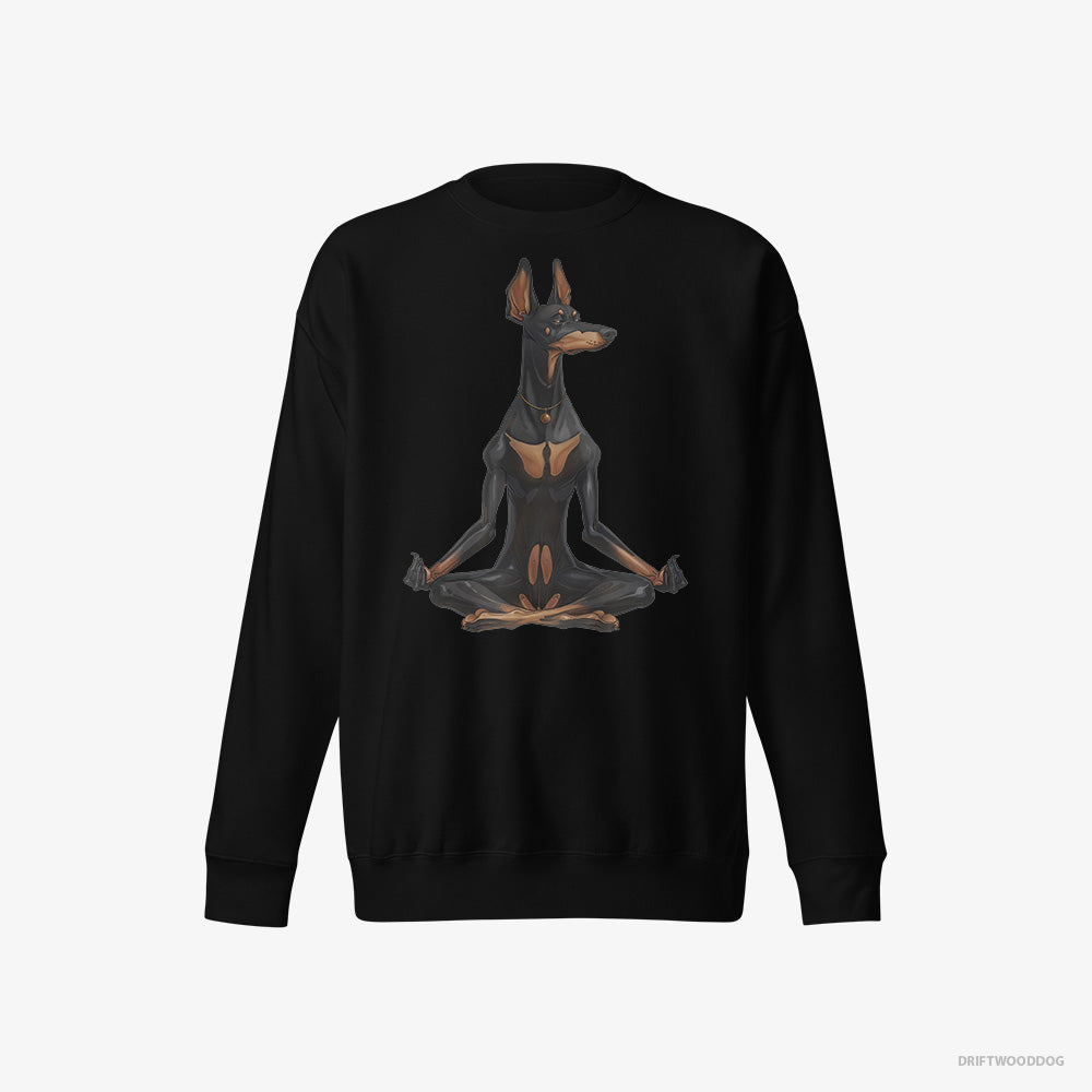 Serious Dobermann Meditating during Yoga – Women's Sweatshirt Black Eco – Eco-Friendly