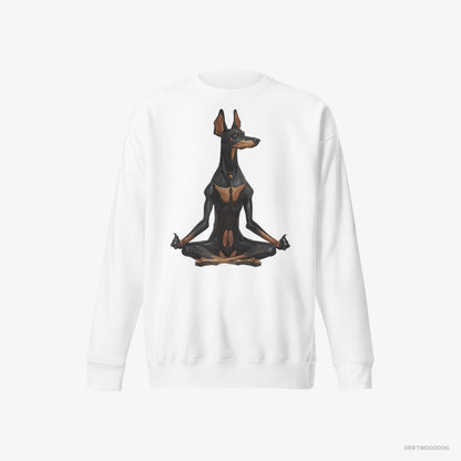 Dobermann Meditating during Yoga White Sweatshirt