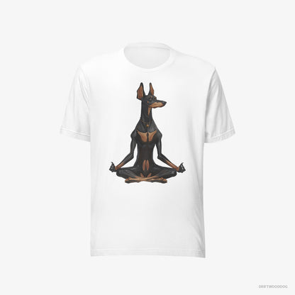 Dobermann Meditating during Yoga White T-Shirt