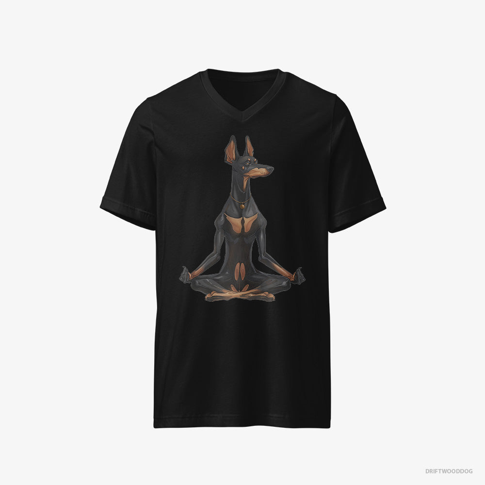 Serious Dobermann Meditating during Yoga – Men's T-Shirt Black V-Neck – V-Neck