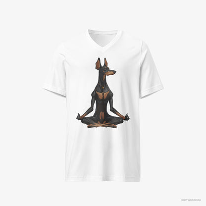 Dobermann Meditating during Yoga White T-Shirt