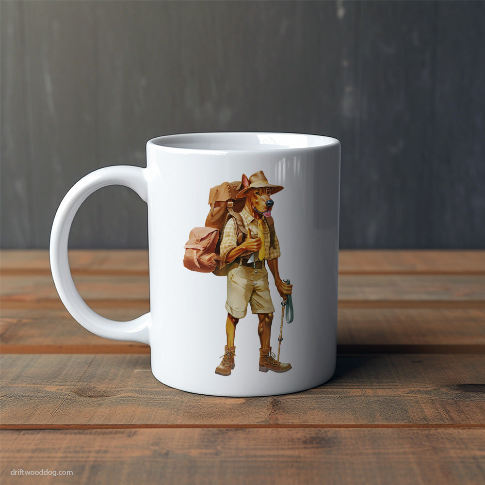 Dobermann Hiking with a Backpack Mug – Cute Dog-Themed Mugs | Perfect Gifts for Dog Lovers