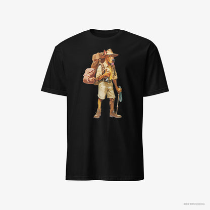 Dobermann Hiking with a Backpack Black T-Shirt