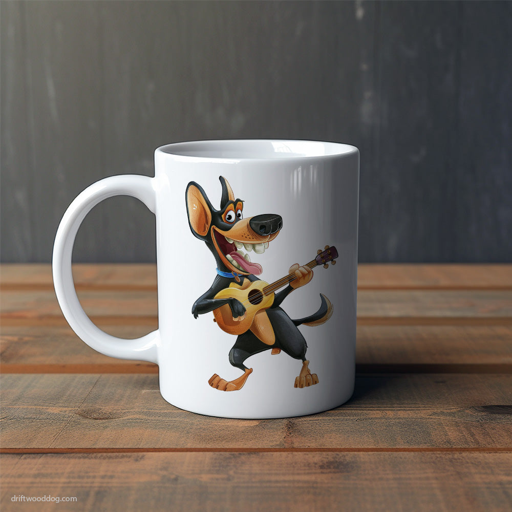 Funny Dobermann Playing Guitar Mug – Cute Dog-Themed Mugs | Perfect Gifts for Dog Lovers