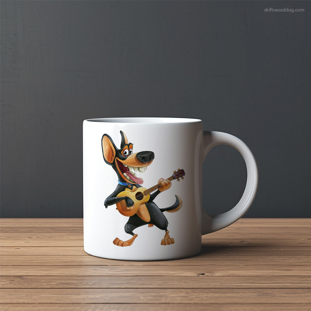 Funny Dobermann Playing Guitar Mug – Custom Dog Mugs | Personalized Pet Mugs