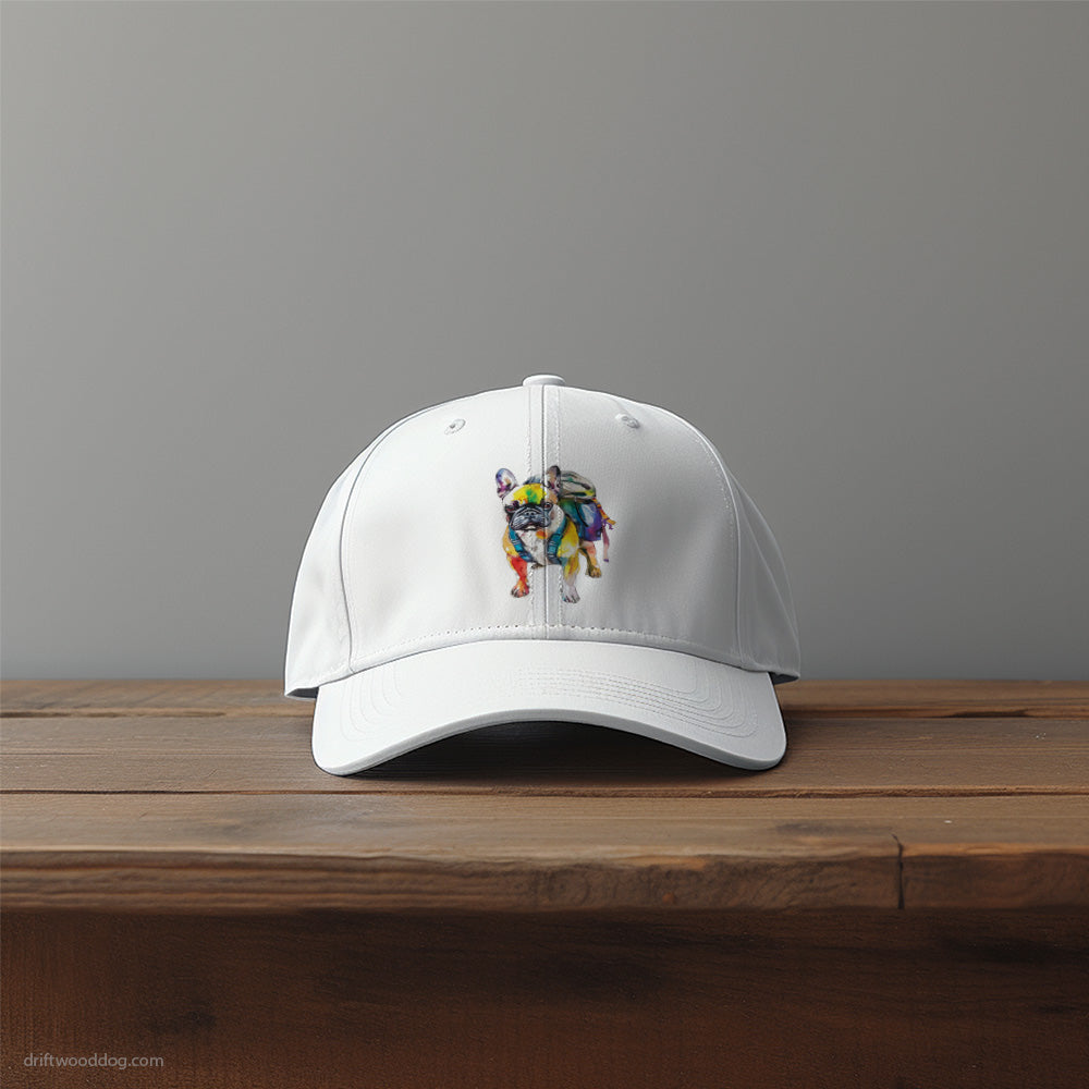 Rainbow French Bulldog with a Backpack Hat – Unique Dog-Themed Hats for Dog Lovers