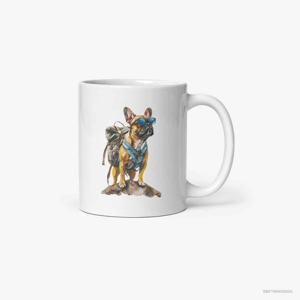 French Bulldog Exploring with a Backpack and Sunglasses Classic Mug