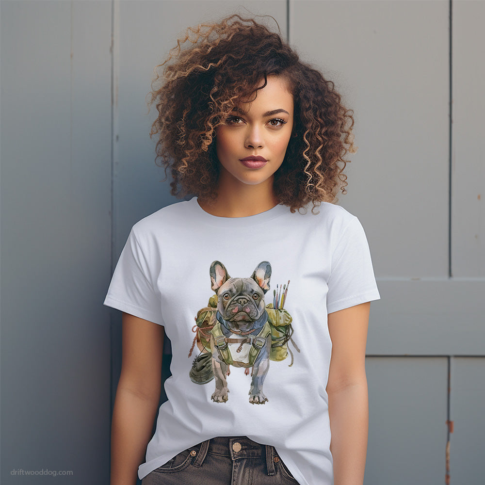 French Bulldog Rambling with a Rucksack T-Shirt – Dog T-Shirt for Women