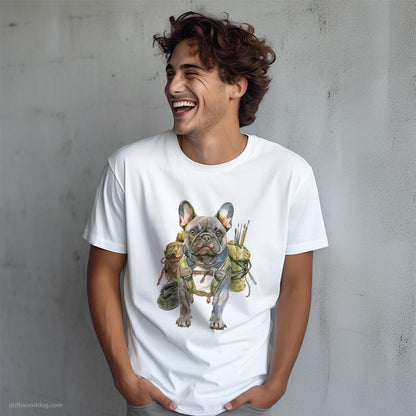 French Bulldog Rambling with a Rucksack T-Shirt – Dog T-Shirt for Men