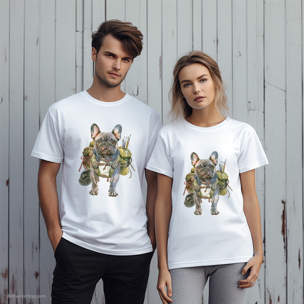 French Bulldog Rambling with a Rucksack T-Shirt – Unique Dog T-Shirts for Pet Lovers