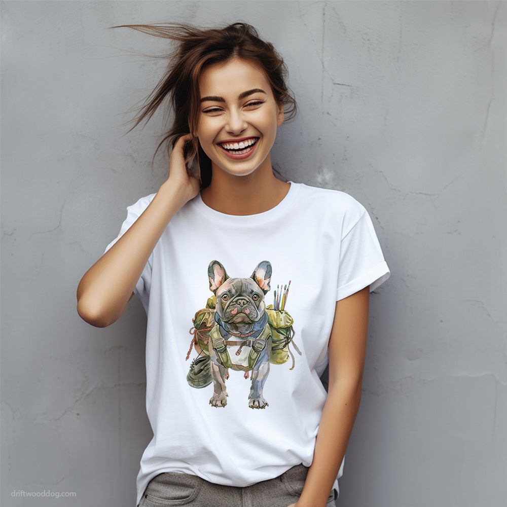 French Bulldog Rambling with a Rucksack T-Shirt – Custom Dog T-Shirts for Women