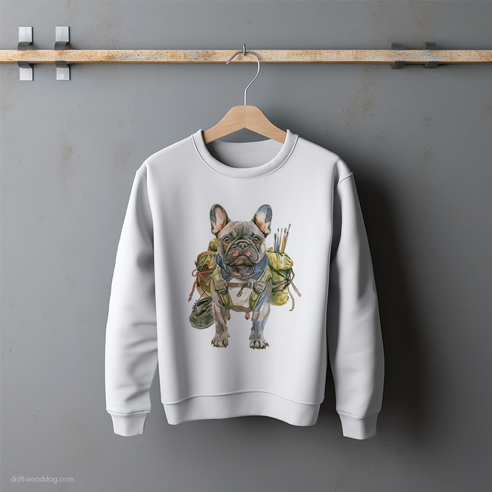 French Bulldog Rambling with a Rucksack Sweatshirt – Unisex Sweatshirt for Dog Lovers