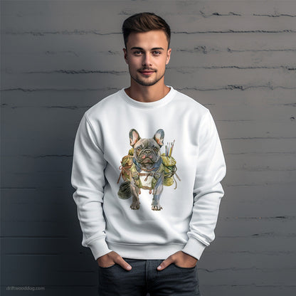 French Bulldog Rambling with a Rucksack Sweatshirt – Unique Dog Sweatshirt for Men