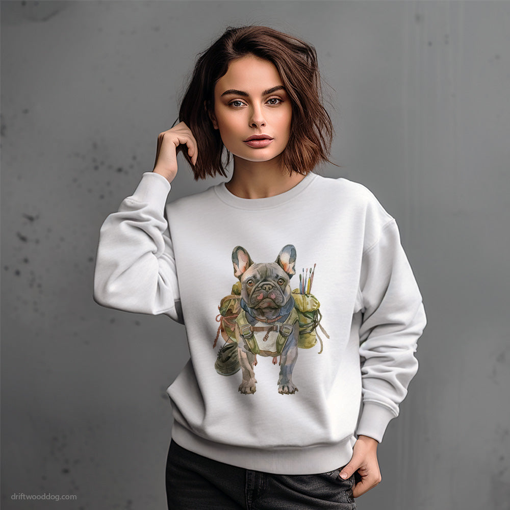 French Bulldog Rambling with a Rucksack Sweatshirt – Dog-Themed Gifts for Dog Lovers