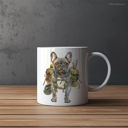 French Bulldog Rambling with a Rucksack Mug – Funny Dog Coffee Mugs | Quirky Canine Drinkware