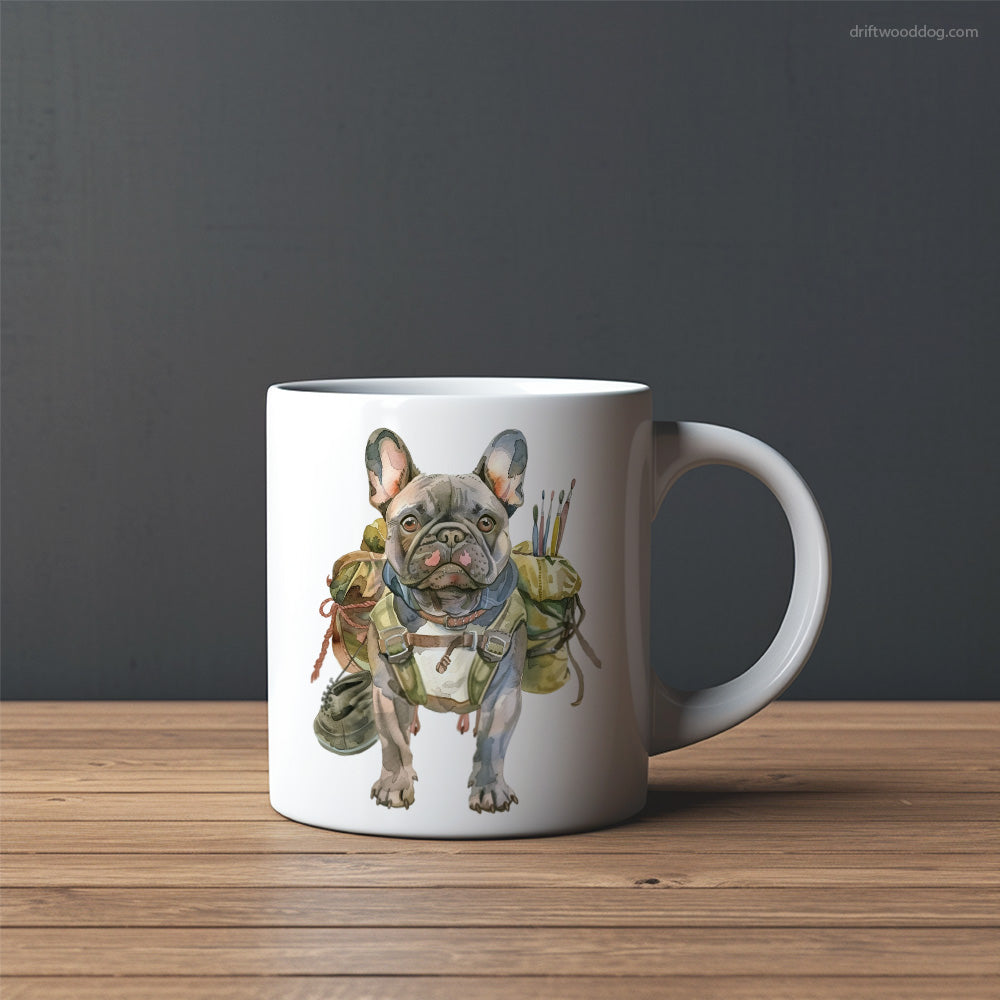 French Bulldog Rambling with a Rucksack Mug – Custom Dog Mugs | Personalized Pet Mugs