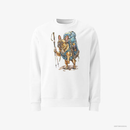 French Bulldog Backpacking Expedition White Sweatshirt