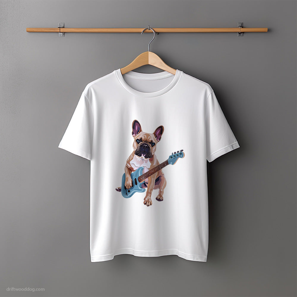 French Bulldog Playing Guitar T-Shirt – Unisex Tee for Dog Lovers