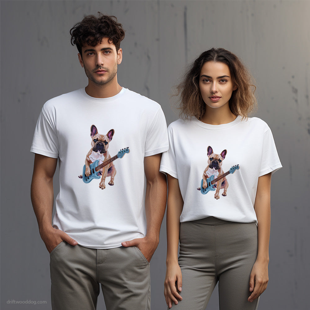 French Bulldog Playing Guitar T-Shirt – Unisex T-Shirt for Dog Lovers 