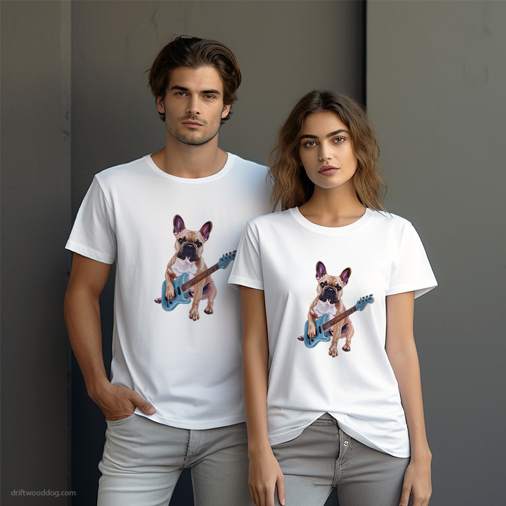 French Bulldog Playing Guitar T-Shirt – Dog-Themed Gifts for Dog Lovers