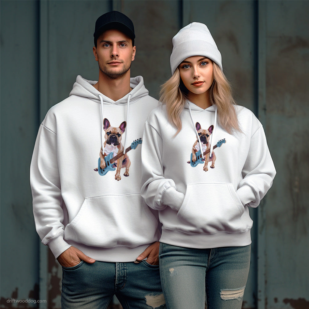 French Bulldog Playing Guitar Hoodie – Unique Dog Hoodies for Pet Lovers Gift