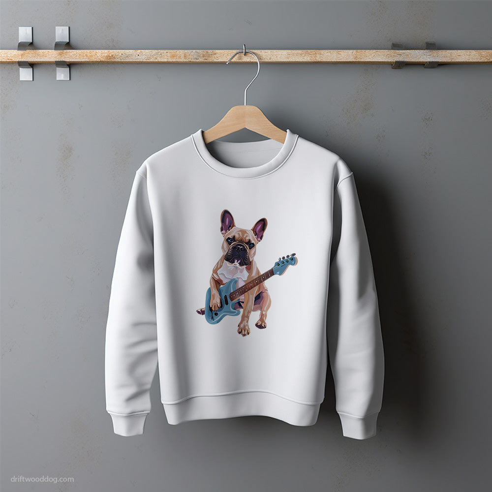 French Bulldog Playing Guitar Sweatshirt – Unisex Sweatshirt for Dog Lovers