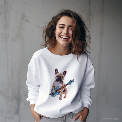 French Bulldog Playing Guitar Sweatshirt – Custom Dog Sweatshirt for Women