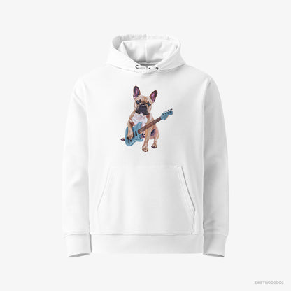 French Bulldog Playing Guitar White Hoodie